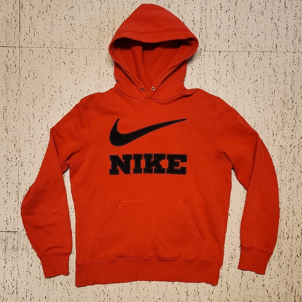 Nike Red Pullover Hoodie Sweater with Black Logo Vintage Y2K